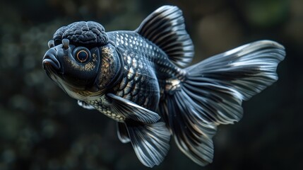Black Moor Goldfish with Striking Features.