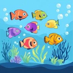 Fototapeta premium Colorful Fish in Underwater World.
