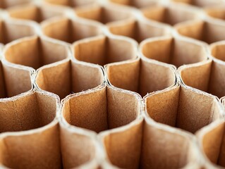 Close-up of a textured honeycomb cardboard surface.