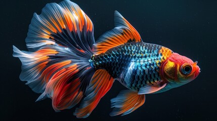 Fototapeta premium Colorful Goldfish with Flowing Fins.