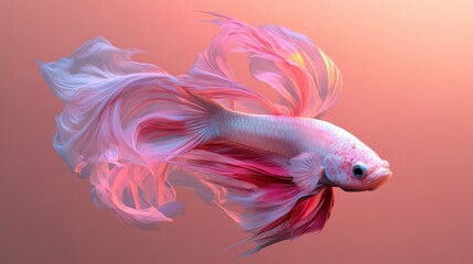 Fototapeta premium Pink Betta Fish with Flowing Fins.