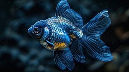 Obraz premium Blue Goldfish with Beautiful Fins.