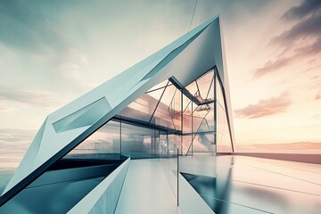 Fototapeta premium An architectural magazine cover showcasing a striking modern building with sharp lines