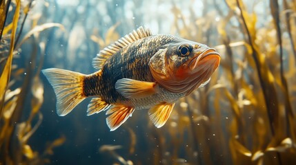Obraz premium Fish Swimming in Aquatic Plants.