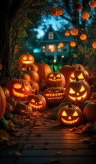 Fototapeta premium halloween pumpkin or jack o lantern