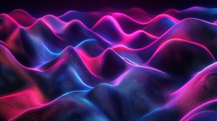Obraz premium Abstract Neon Pink and Blue Wavy Grid Pattern