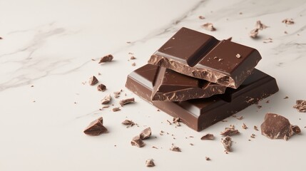 Indulge in Luxurious Dark Chocolate: A Captivating Stacked Display of Richness and Texture