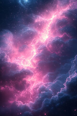 Extremely detailed Extreme closeup, unreal imagination with thunder, boca thunder background, top view, pink, in style of nature unreal imagination photography