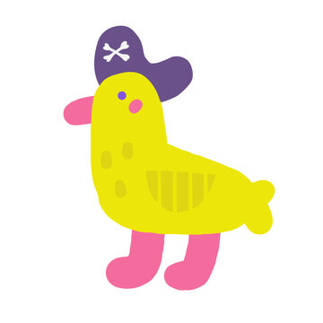 recommend clip art: Cute pirate theme composition, postcard with funny hand drawn doodle seagull, hat, crossbones, bird. Marine, nautical Caribbean bandit print, cover