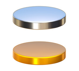 Silver and Golden podium 3d on png transparent background.