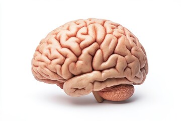 Fototapeta premium Brain aging on solid white background, single object