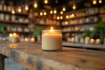 A cozy candle store with handmade soy candles and a "Business Saturday Special" sign hanging above