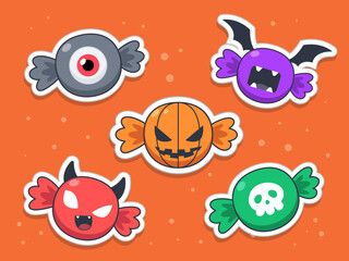 Scary Candies of Halloween. Isolated Vector Illustration