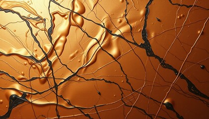Textured molten design in copper with vibrant blue highlights, dynamic and captivating, artistic display