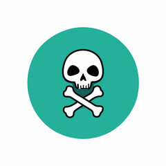 Skull and crossbones icon. Vector illustration on white background.