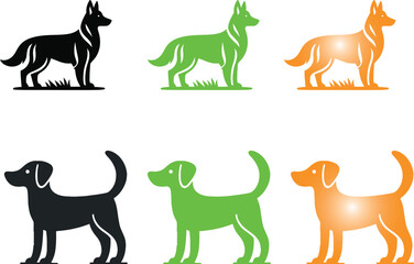 Dog vector silhouette and Multi Color  illustration of multiple images dog either 