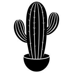 Cactus silhouette vector illustration on white background