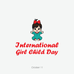 International Girl Child Day October 11 Vector Illustration