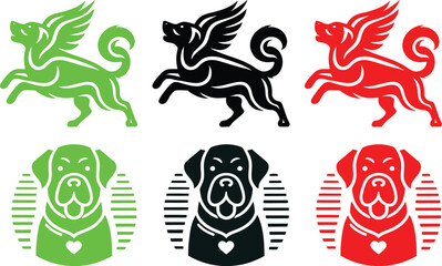 Dog vector silhouette and Multi Color  illustration of multiple images dog either 