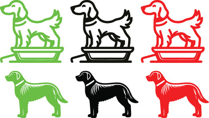 Dog vector silhouette and Multi Color  illustration of multiple images dog either 
