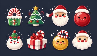 christmas icons set. set of christmas icons. set of christmas elements