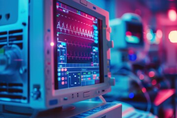 Medical Monitor Displaying Vital Signs in Hospital