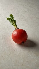 A single radish on a white surface, ideal for food photography.