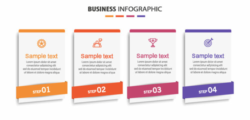 Business infographic design template with 4 options, steps or processes. Can be used for workflow layout, diagram, annual report, web design