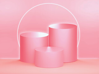 3D Pink  with Neon Light,  for Product Display Mockup and Showroom Showcase