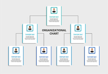 Corporate organizational chart with business avatar icons. Business hierarchy infographic elements. Vector illustration	