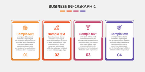 Obraz premium Business infographic design template with 4 options, steps or processes. Can be used for workflow layout, diagram, annual report, web design