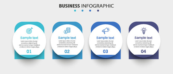 Business infographic design template with 4 options, steps or processes. Can be used for workflow layout, diagram, annual report, web design