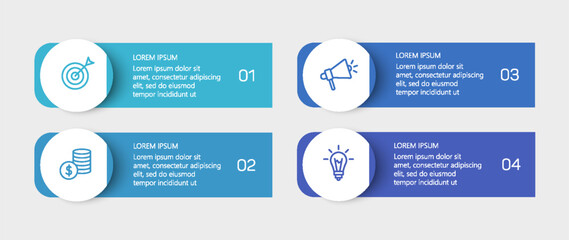 Business infographic design template with 4 options, steps or processes. Can be used for workflow layout, diagram, annual report, web design