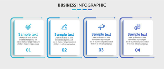 Business infographic design template with 4 options, steps or processes. Can be used for workflow layout, diagram, annual report, web design