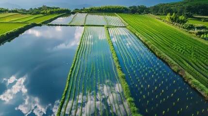 Aerial View of Rice Paddies in Japan