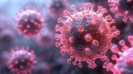 Close-up of Colorful Virus Cells in Laboratory Setting
