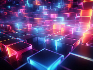 Obraz premium Attractive Geometric shapes neon lights background concept