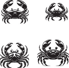 silhouette of clean vector Crab isolated on white background 

