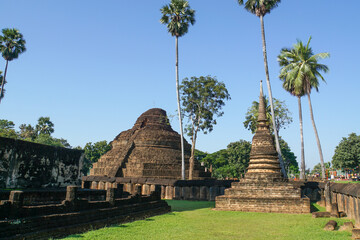 the ancient si satchanalai historical park at sukhothai province, thailand