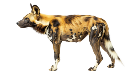 African Wild Dog isolated on transparent background, png
