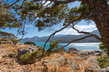 Fototapeta premium Crête, île grecque, plage, montagne, randonnées, architecture, paradis