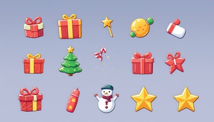 christmas icons set. set of christmas icons. set of christmas elements. new icon design christmas . cute design christmas 