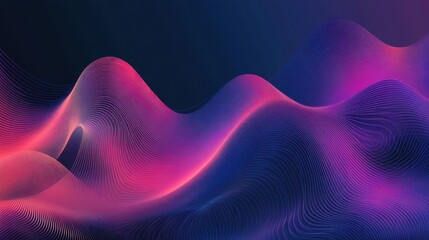 Abstract Wavy Lines in Pink and Blue on a Dark Background