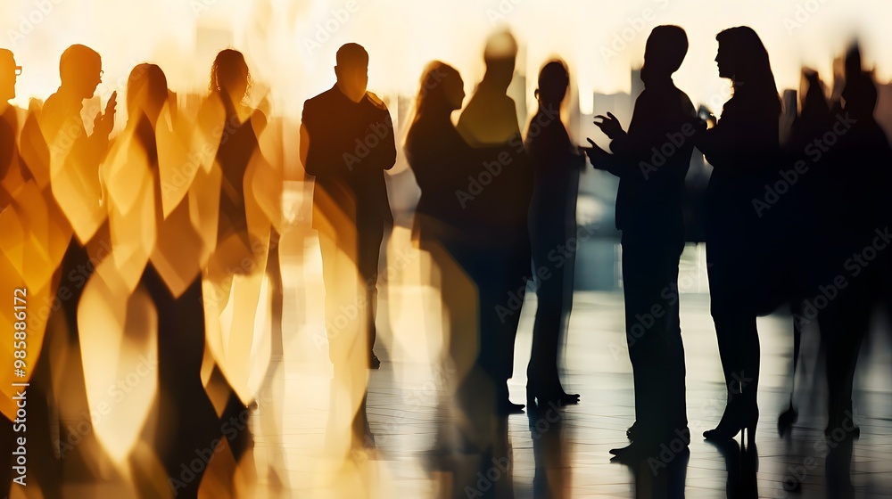 Sticker Silhouettes of people in a business setting.