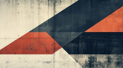 Naklejka premium Geometric Abstract Painted on a Weathered Concrete Wall