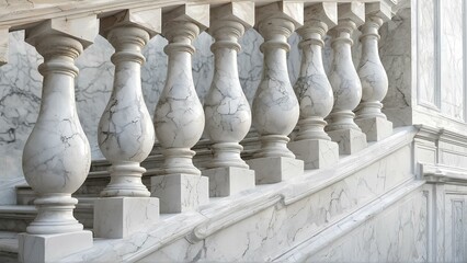 Fototapeta premium Marble staircase, classic stone balustrade detail, architectural background