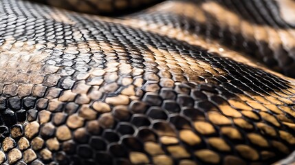 Naklejka premium Close-up of a snake's scales, showcasing intricate details.