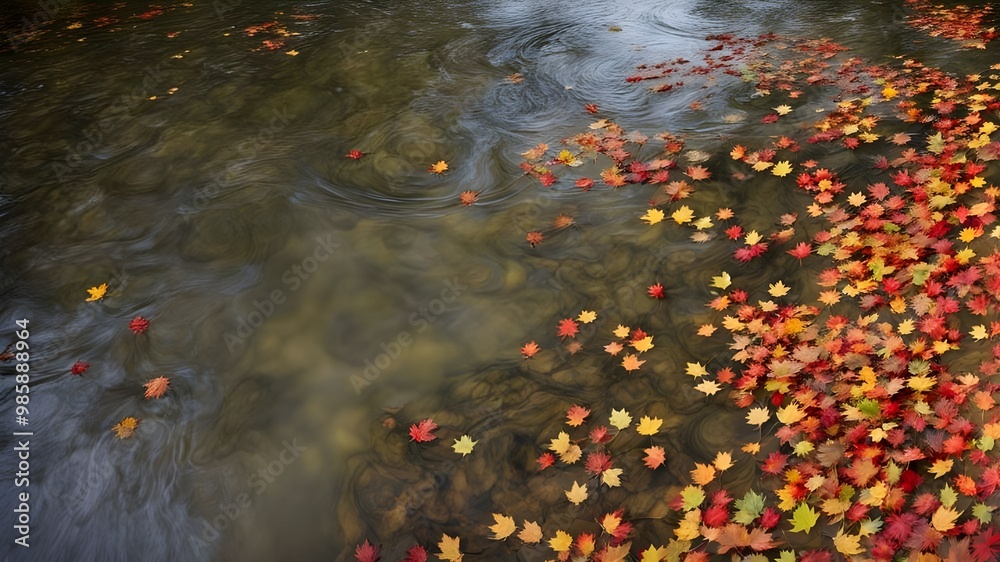 Poster river with autumn