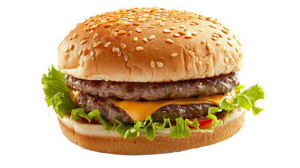 Delicious hamburger isolated on transparent background, png