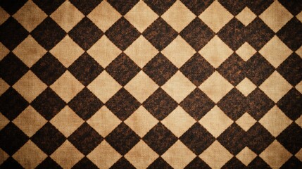 A textured, geometric pattern of alternating black and beige diamonds creates a striking visual effect on a surface.